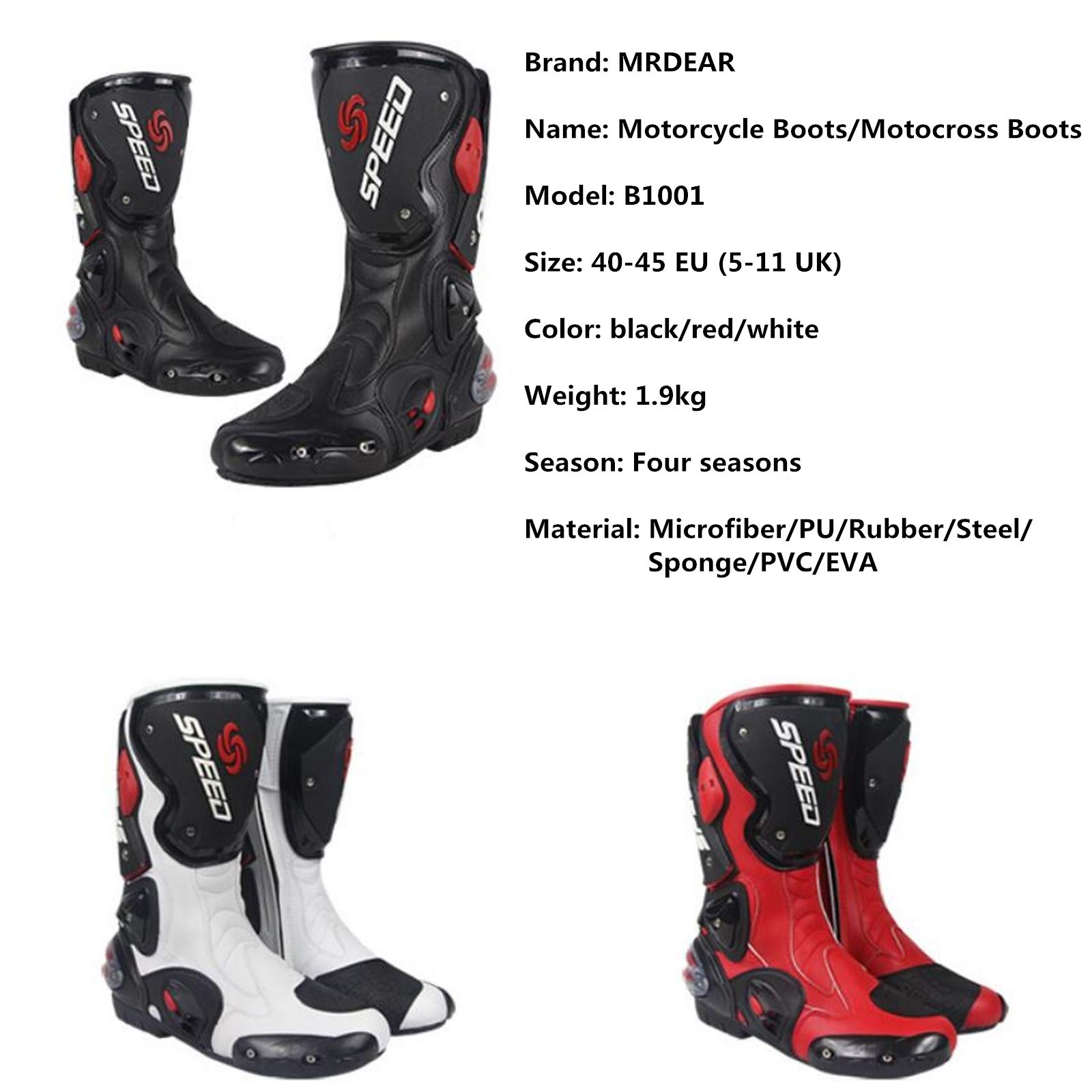 MRDEAR Motocross Stiefel aus Leder, Motorradstiefel Herren Wasserdicht mit Einstellbare Belüftung, Motorrad Stiefel Enduro Cross Stiefel Racing Sportstiefel mit Hartschalenprotektoren