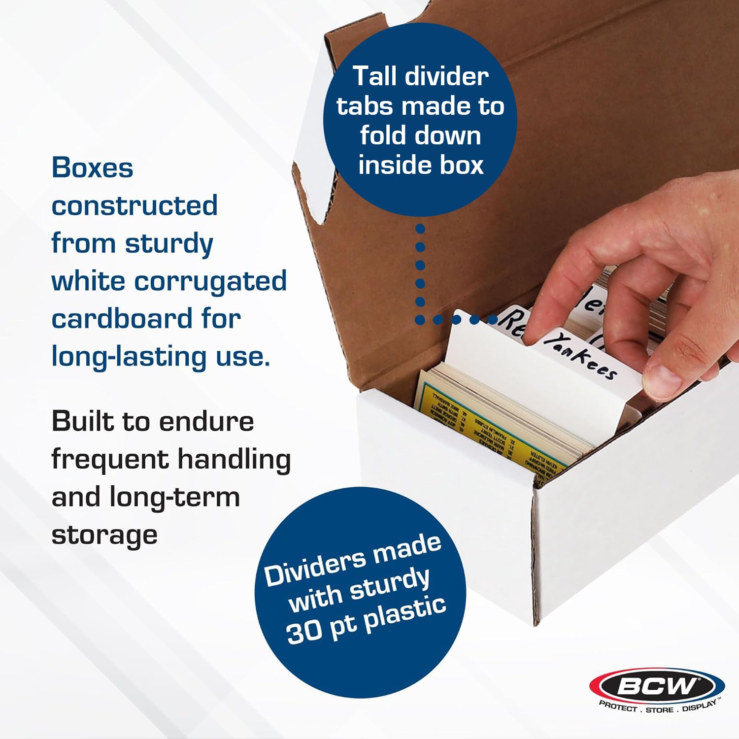 BCW Lot de 6 boîtes de rangement en carton ondulé 800 carats avec 30 intercalaires horizontaux | Rangement sécurisé pour cartes à collectionner, TCG et cartes de sport | Boîtes de rangement en carton