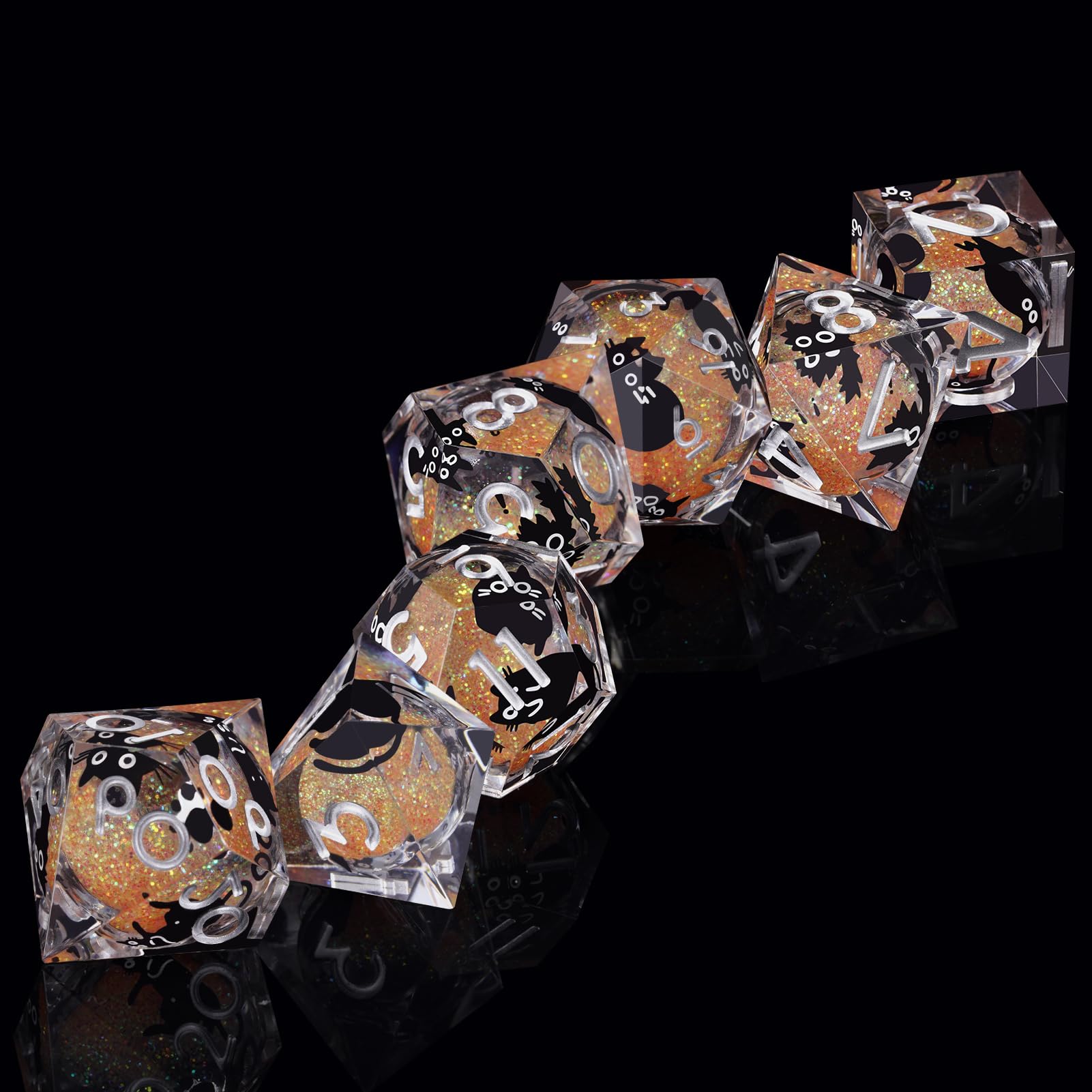ORUZA D&D Liquid Core D4 D6 D8 D10 D12 D20 D% Gatto D&D Liquid Core Dadi D4 D6 D8 D10 D12 D20 D% Gatto Sabbia da gioco per Dungeons and Dragons RPG MTG Pathfinder