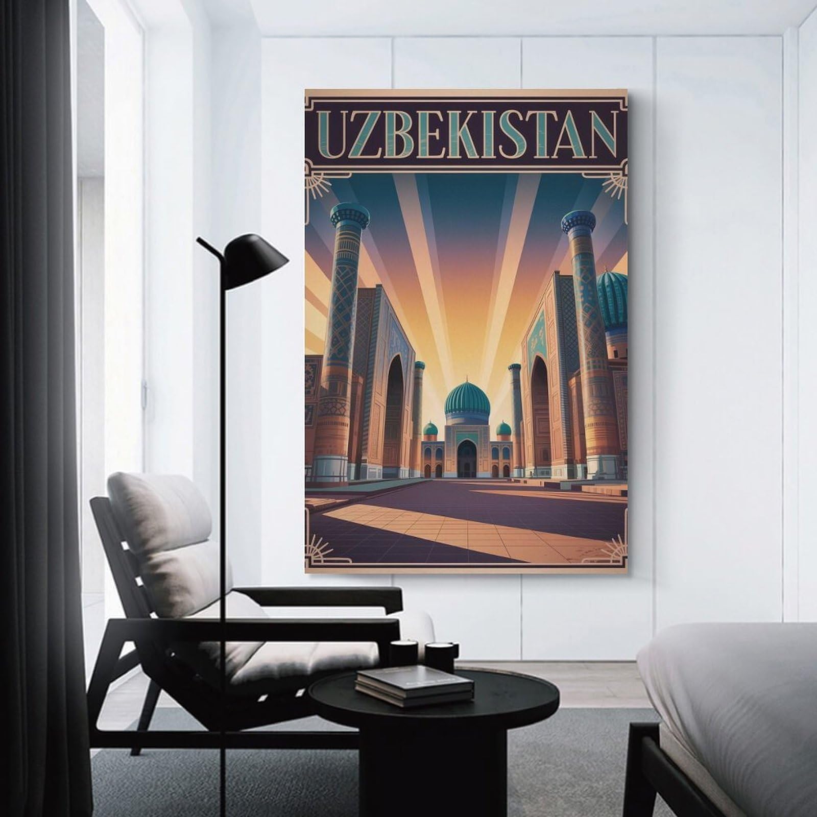 Junmoney Decorative Wall Artwork Uzbekistan Travel, 24x36inch(60x90cm), for Living Room, Lounge Or Sitting Room, Modern Wall Decor for Cosy Interiors