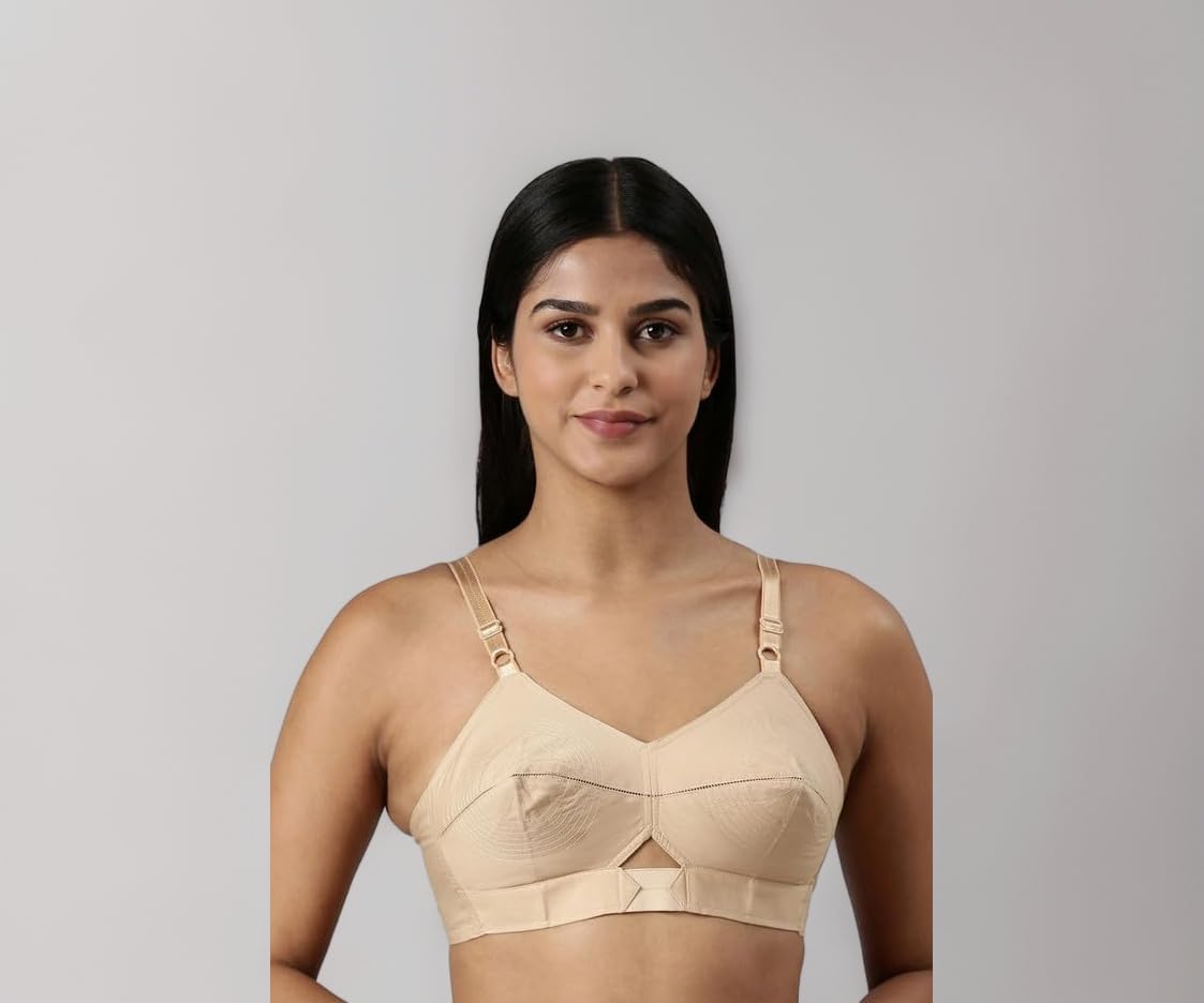 Women's Double Layered Full Coverage Non Wired Non Padded 100% Cotton Back Closure Everyday Bra_Authentic Bra
