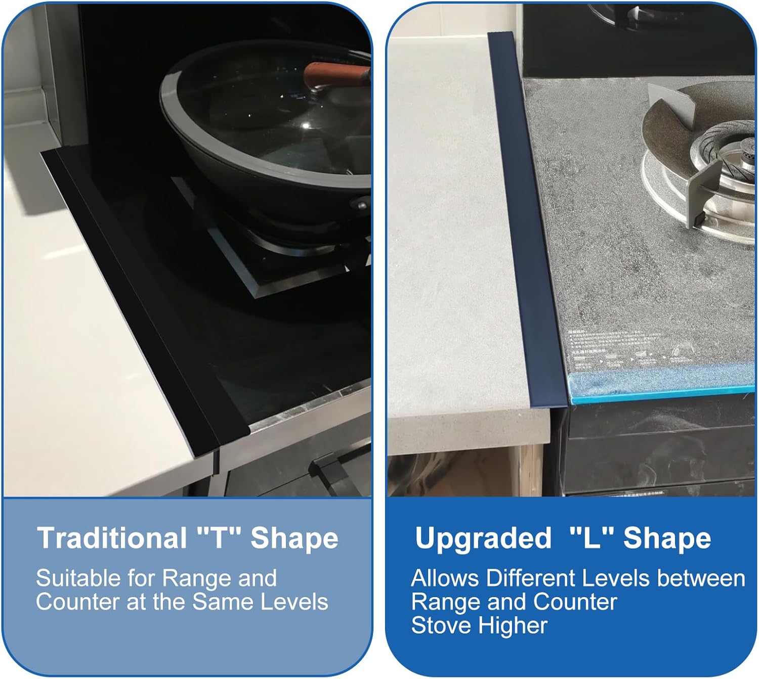 Stainless Steel Stove Counter Gap Covers (2 Pack), Stove Gap Covers Stainless Steel, Range Trim Kit, Stove Gap Covers, Heat Resistant Oven Gap Filler, Adjustable Length 13.8" To 27.5" (L Shape)