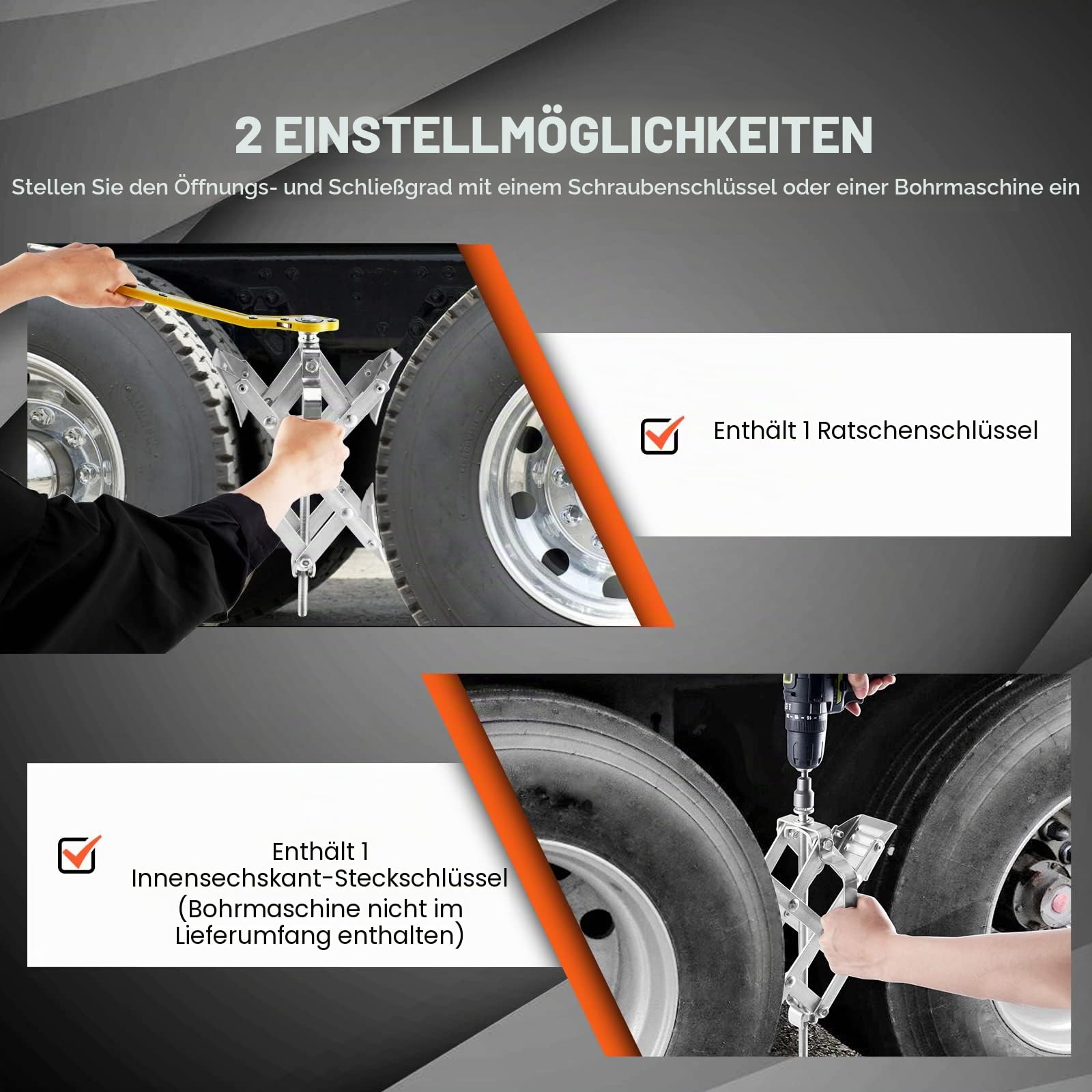 VEVOR Unterlegkeil für Wohnmobile, X-förmiger Unterlegkeil zur Stabilisierung von Wohnmobilen, für Reifenbreiten von 3,8 bis 25,4 cm, 2 Stk. Unterlegkeile mit Ratschenschlüssel und Aufbewahrungstasche
