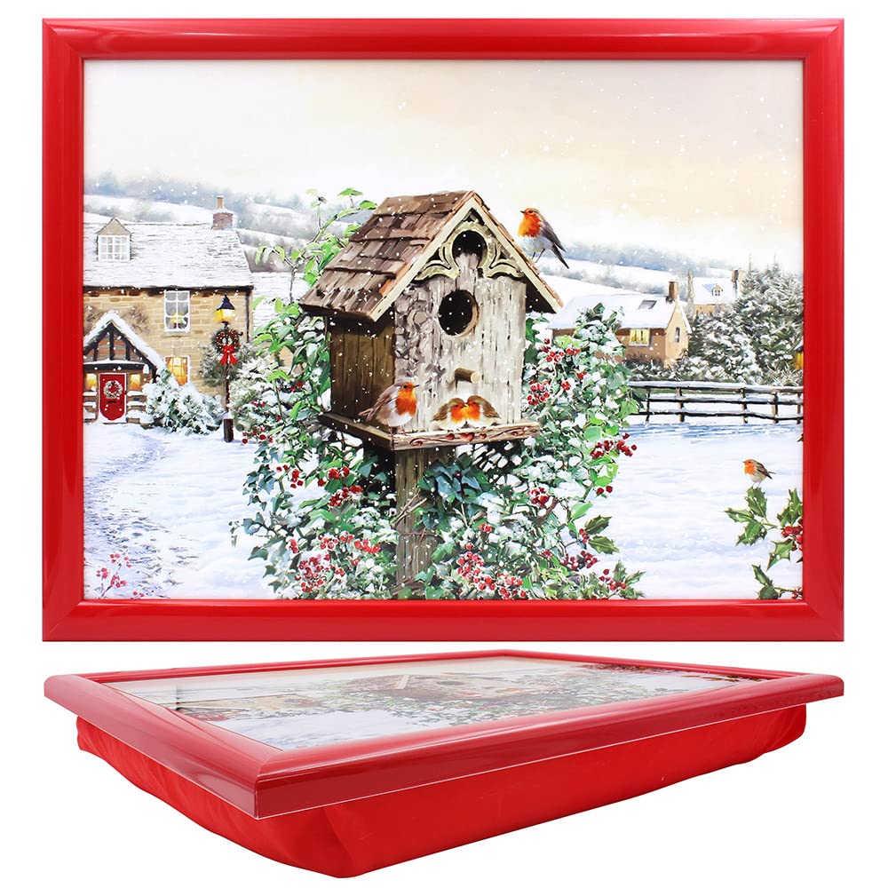 Tamersgifts Cushioned Laptrays Lap Tray TV Dinner Bean Bag Padded Cushion Gift (The Robin of Christmas Laptray TG2618) โ image 1