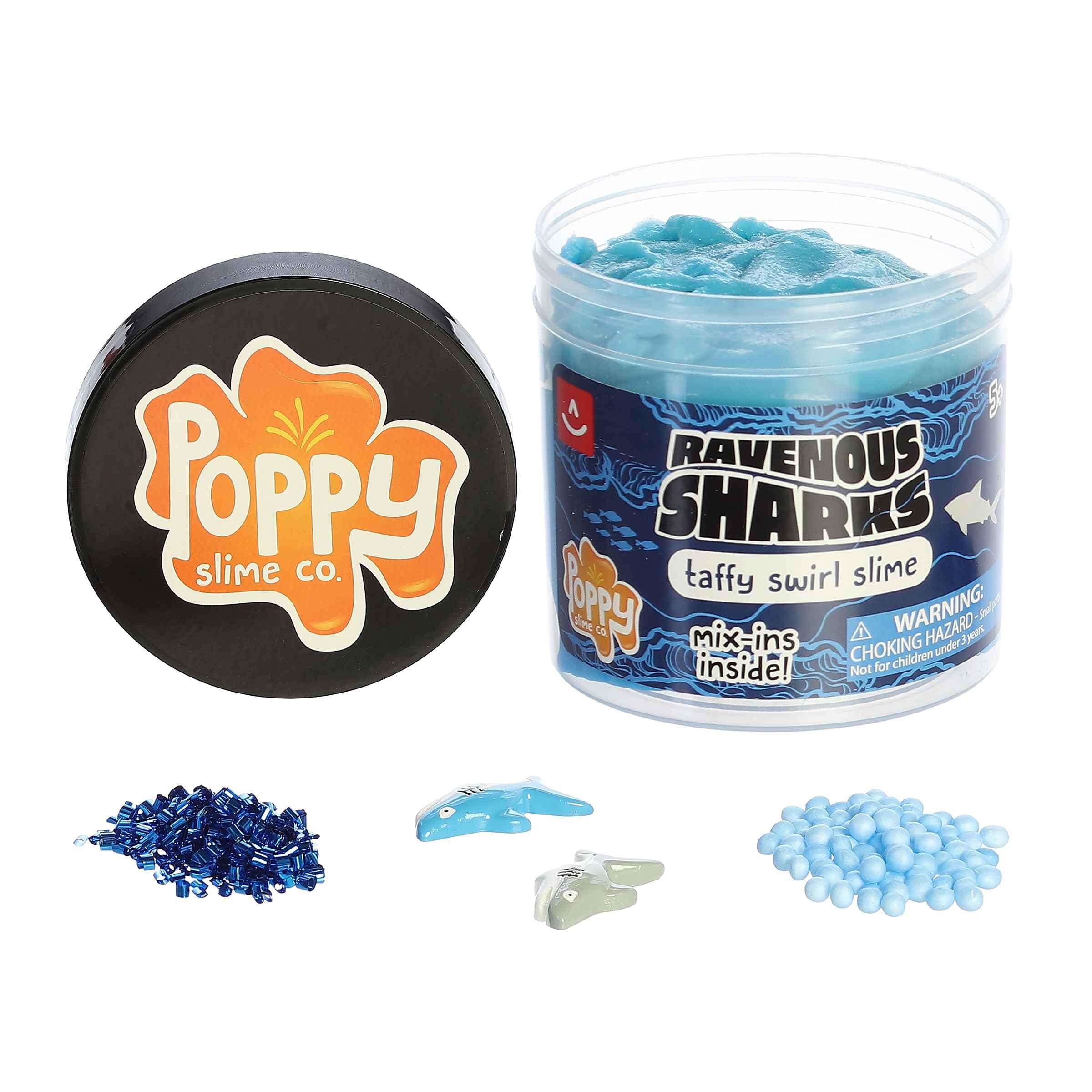 Aurora® Toys Gooey Poppy Slime Co.™ Ravenous Sharks Slime Toy - Sensory Play for Fun Playdates - for Kids 5+ Years, Adults, and Parents - Blue 11.3 oz
