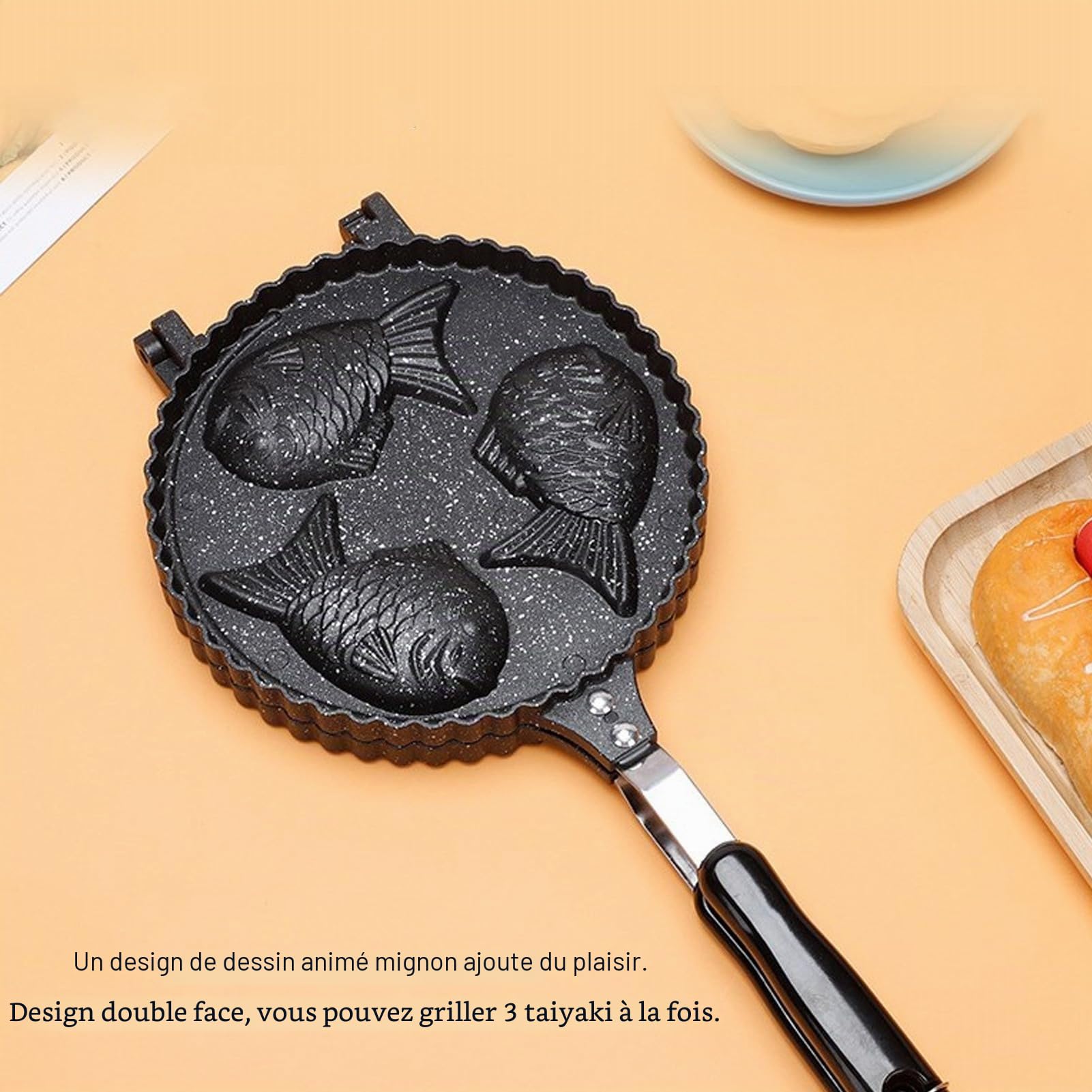 Poêle Taiyaki, Poêle En Aluminium En Forme de Poisson, Gaufrier Antiadhésif En Forme de Poisson, Taiyaki Double Face pour la Cuisine à la Maison, le Dessert de Fête