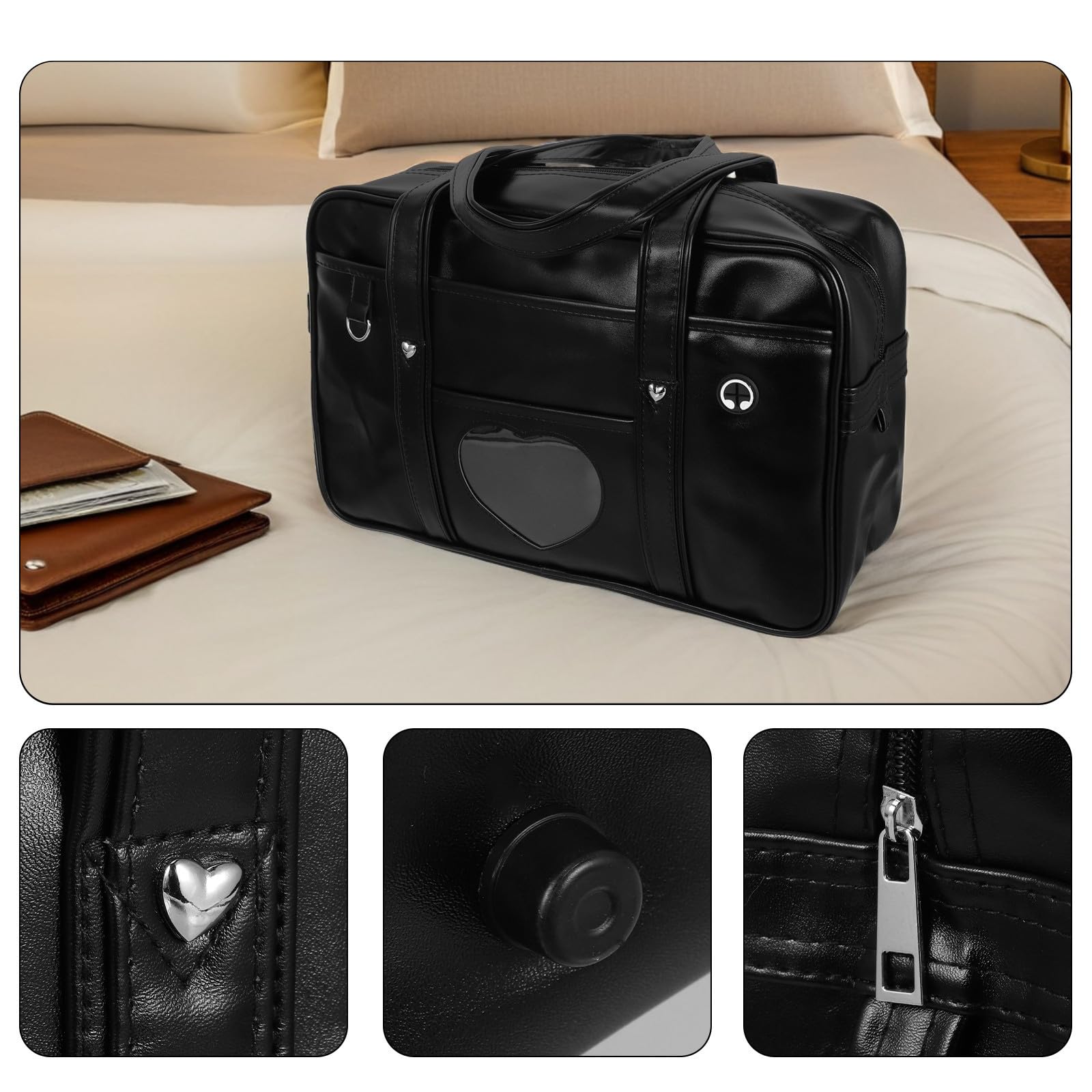 Borsa per Computer Portatile da Donna in Pu Tracolla Confortevole, Grande Capacità, Stile Giapponese a Cuore la Vita Scolastica e Lavoro