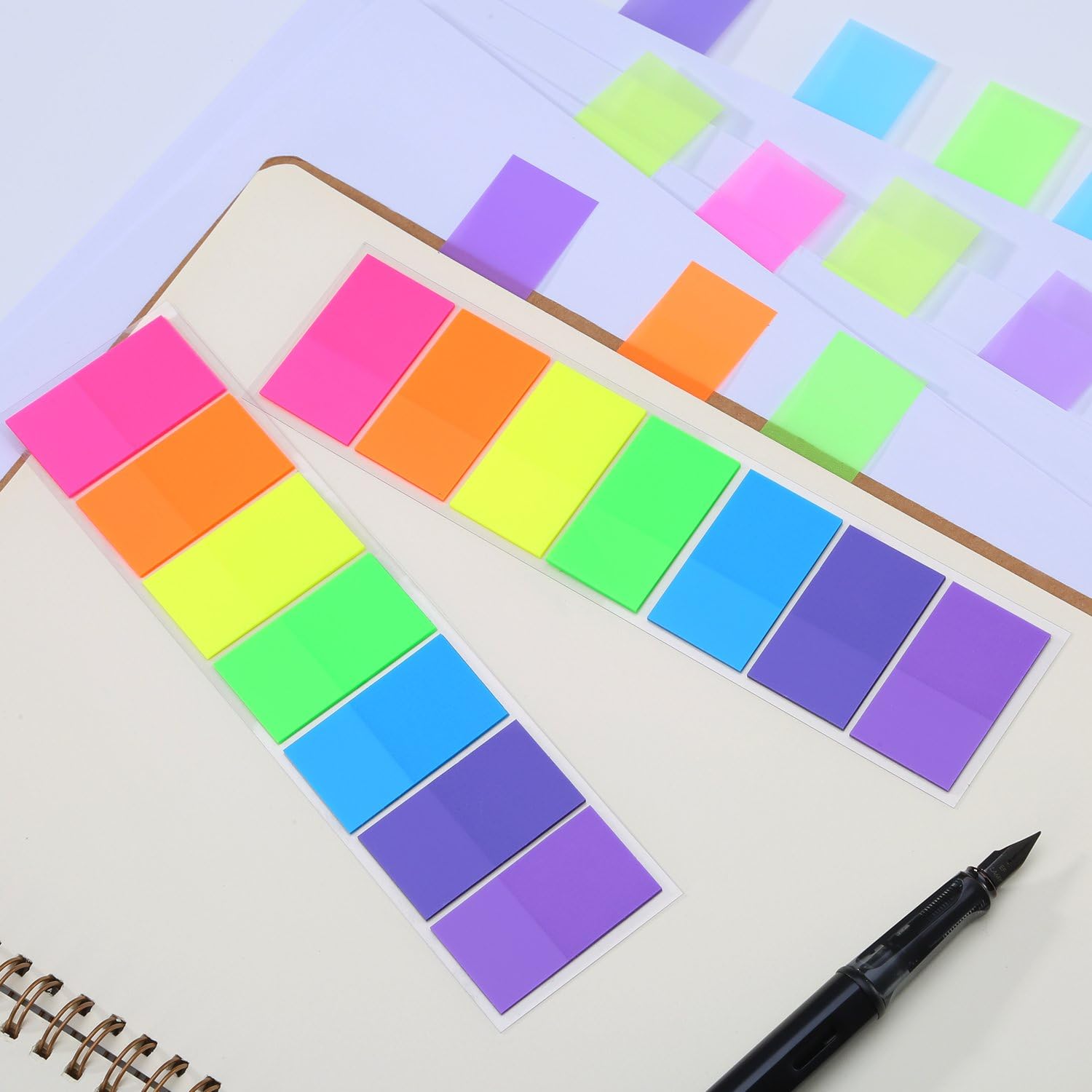 560 Sheets Flags Index Tabs Sticky Notes Writable Labels Page Marker Bookmarks Text Highlighter Strips, 25 x 45 mm, 4 Sets, 7 Colors : Office Products