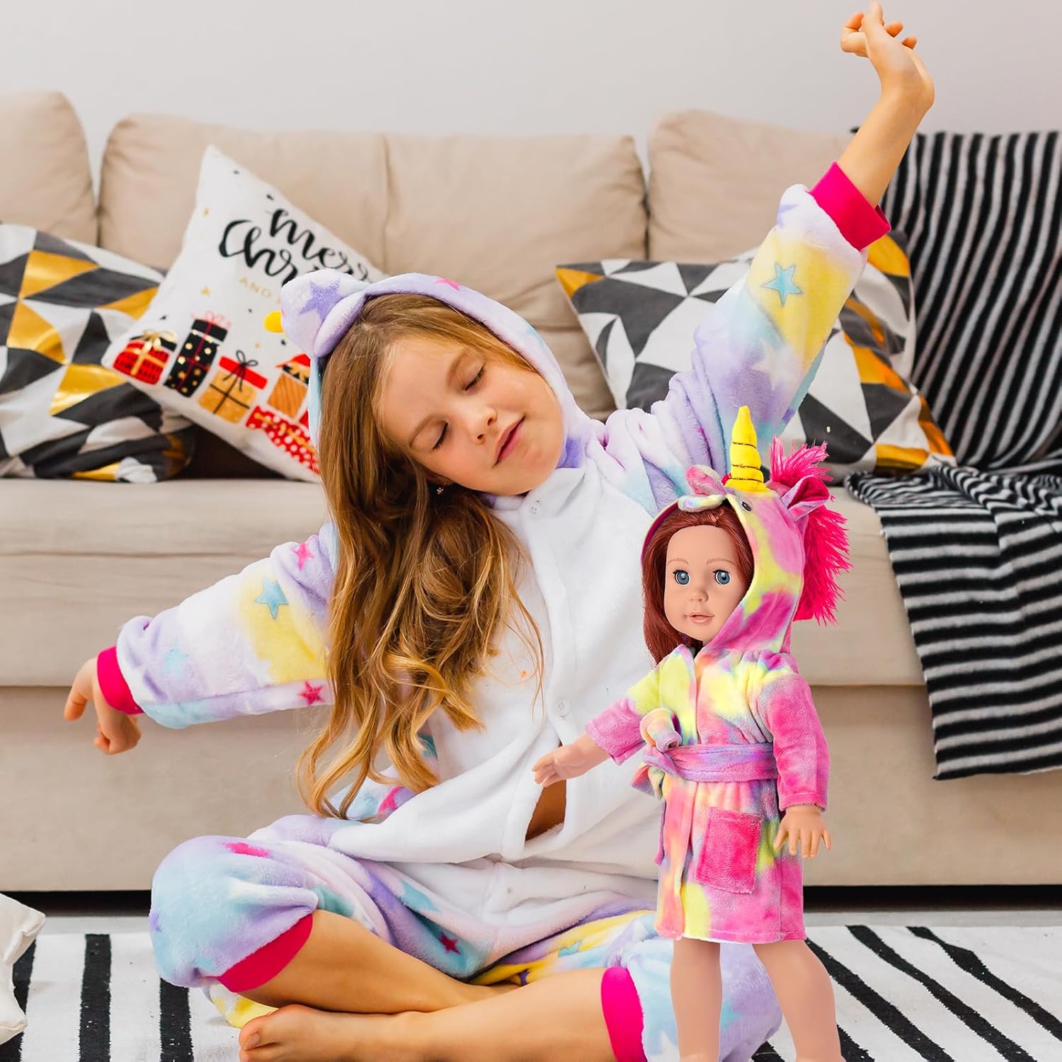 18-inch Doll Clothes and Doll Sleeping Bag Set with Matching Sleepover Masks & Pillow