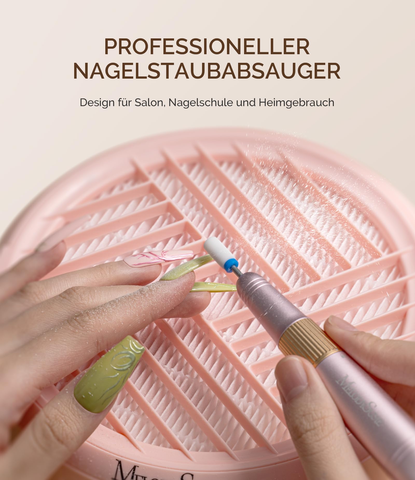 MelodySusie Staubabsaugung für Nägel, HPro Kompaktes Vakuum Professionell Nagelstaubsauger mit Filter, Saugstarke Leistungsstarke Nagelstaubabsaugung für Maniküre im Salon und zu Hause (Rosa)