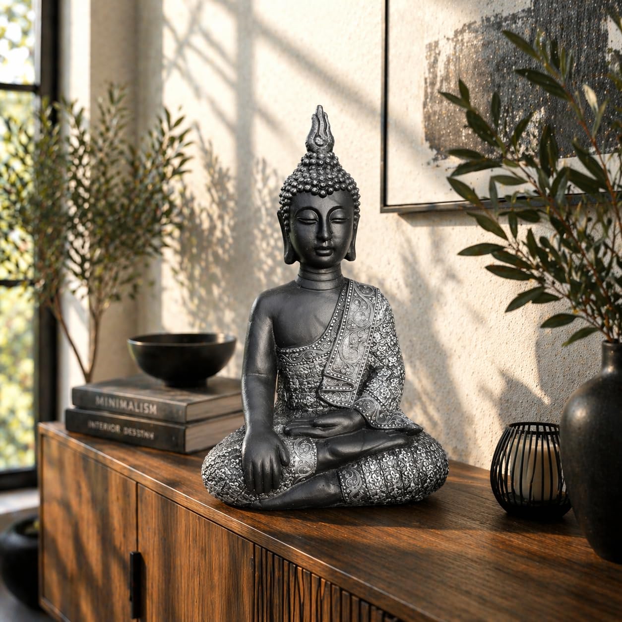 Statue de Bouddha assis en béton et pierre artificielle K&L Wall Art 45 cm