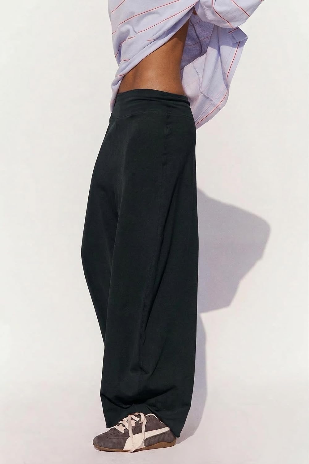 Women's Barrel Baggy Pants Relaxed Wide Leg Lounge Sweatpants Casual Cotton Pull On Clothes