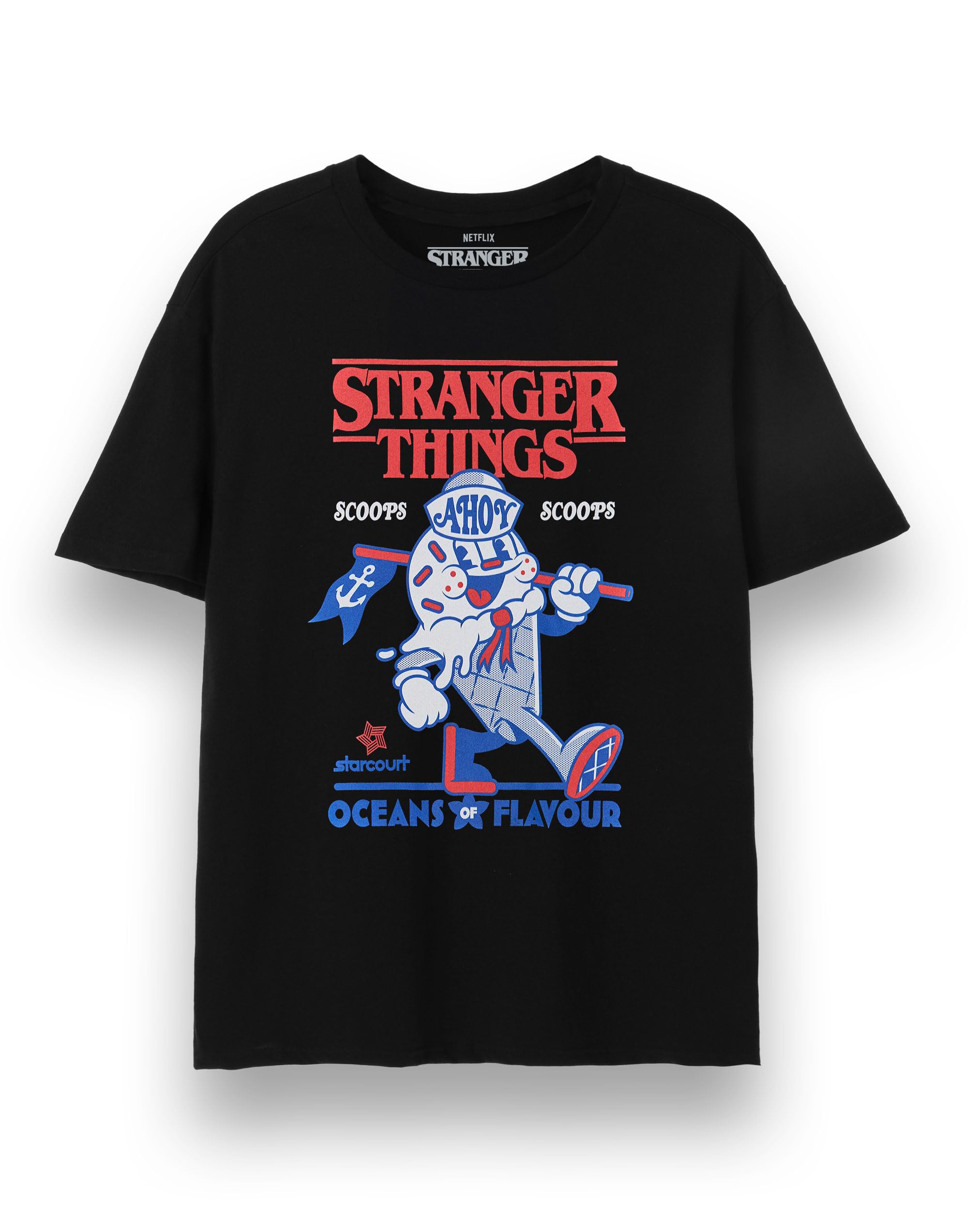 Vanilla Underground Stranger Things Unisex Black Scoops Short Sleeved T-Shirt (Medium) from B&Q