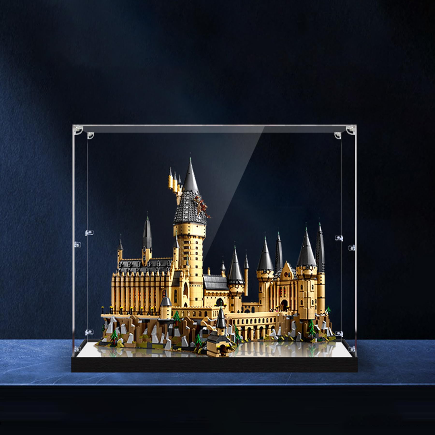 XNSHENGXAN Acrylic Display Case Compatible to Castle #71043 (28.7*18.7*23.6in), Compatible Lego Display Cases for Collectibles, Sturdy Protection for Your Collectible,Mirror Base b