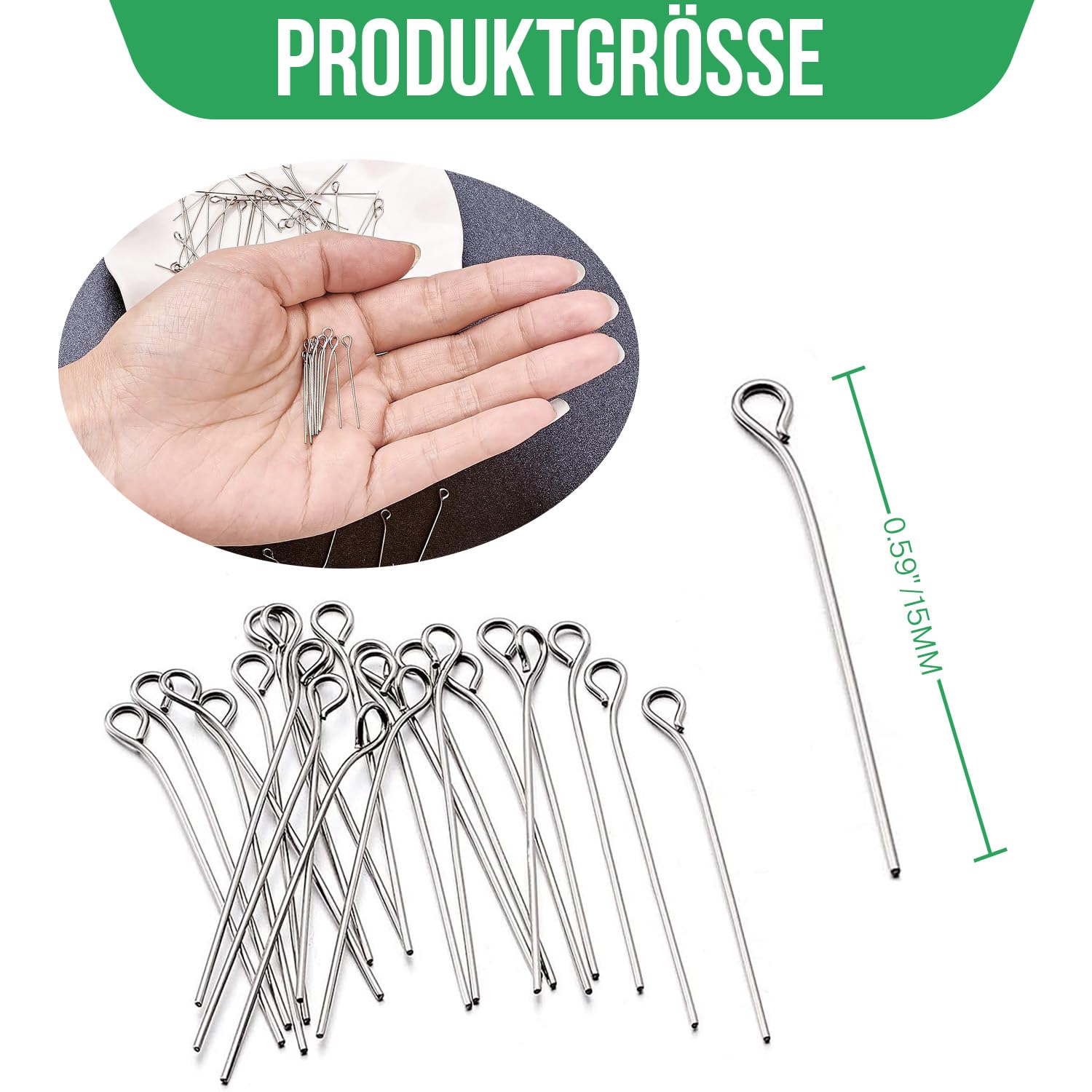 300 Perni Con Occhielli In Acciaio Inox Per Gioielli - 15mm, Per Orecchini, Collane Fai Da Te - Foto 10