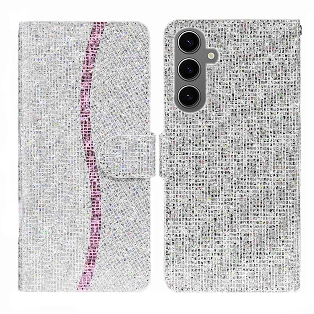 ClickCase for Samsung F54 5G Bling-Bling Glitter Sequin Rhinestone Magnetic Card Holder Wallet Flip Cover for Samsung Galaxy F54 5G Case for Girl/Women (Sparkling Silver) (B0CC9RLDFX) Amazon Price History, Amazon Price Tracker