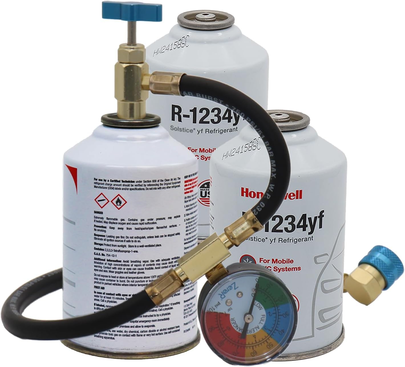 ZeroR R1234YF Recharge Kit with 24 Inch Brass Tap Gauge