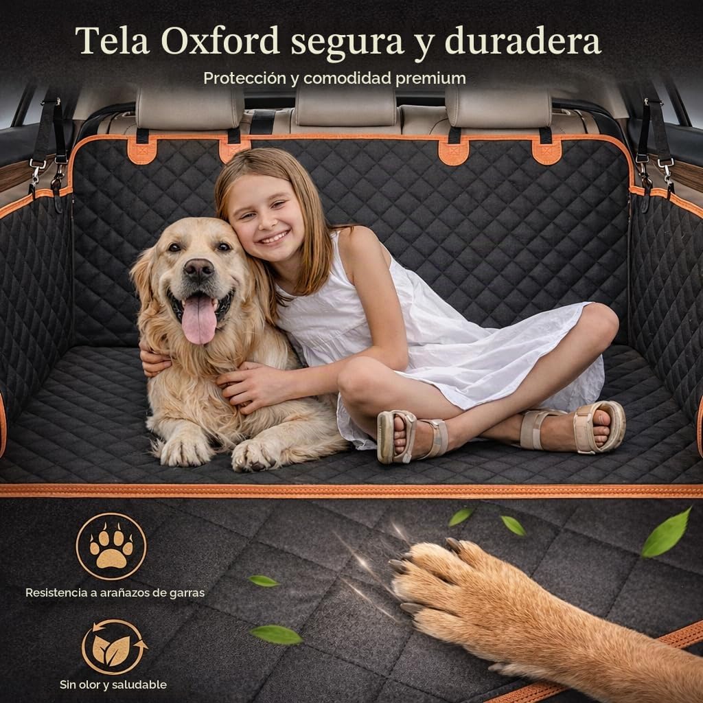 Euqvunn Manta para Perro de Auto (131.8 * 62.99 cm), [Tamaño Ancho & Clip Metálico] Protector de Maletero, Asiento Impermeable para Perro, Hamaca Universal para Todos los Autos y SUVs