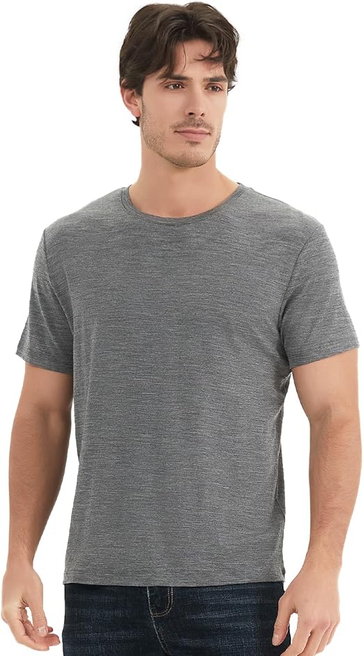 Men's 100% Merino Wool T-Shirt, Breathable Merino Undershirt, Base Layer for Men