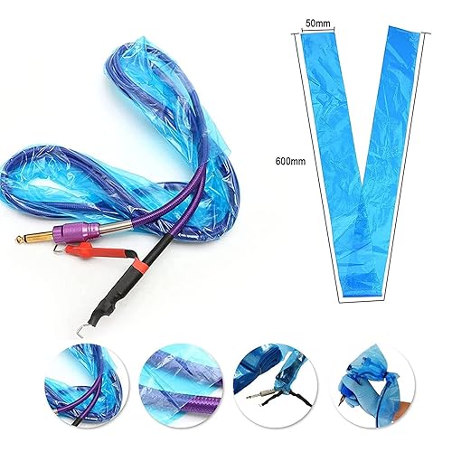 Miniatura 4 de SOTICA 125 bolsas de cordón con clip de tatuaje y 6 cintas de agarre de tatuaje fundas de cordón de clip de tatuaje azules con cubierta de agarre de