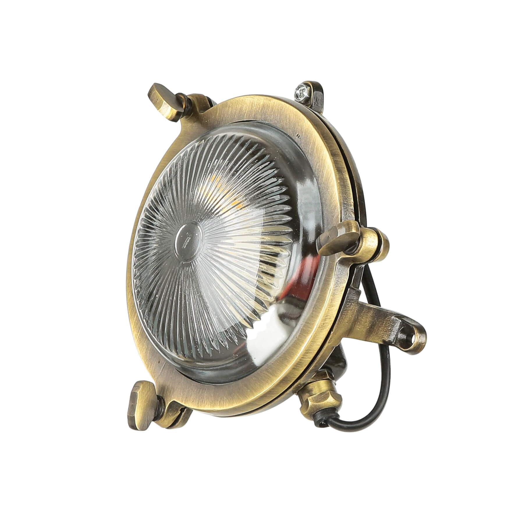 Applique murale pour l'extérieur ronde en laiton antique hublot maritime IP44 premium D : 14 cm lampe de bateau lampe de bateau applique murale cour jardin éclairage extérieur