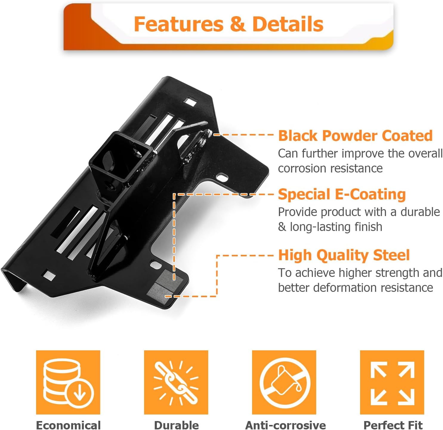 WeiSen 2 Inches Front Receiver Trailer Towing Hitch Compatible with 2016-2021 Honda Pioneer 1000-5