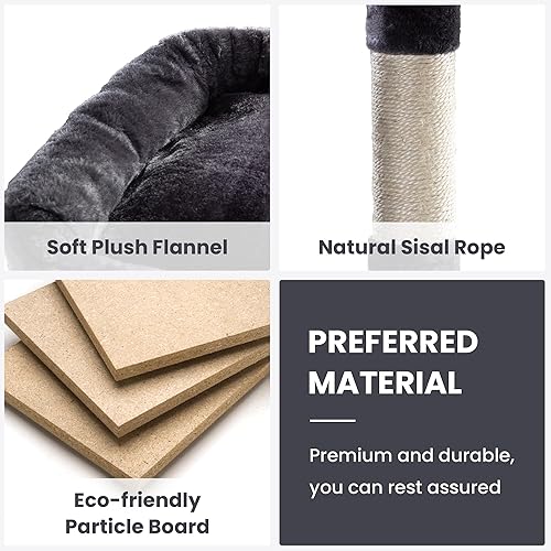 Miniatura 5 de SHA CERLIN Árbol de gato grande de 68 pulgadas para múltiples gatos con condominio para gatosacogedoras perchas de felpa para gatospostes de sisal y