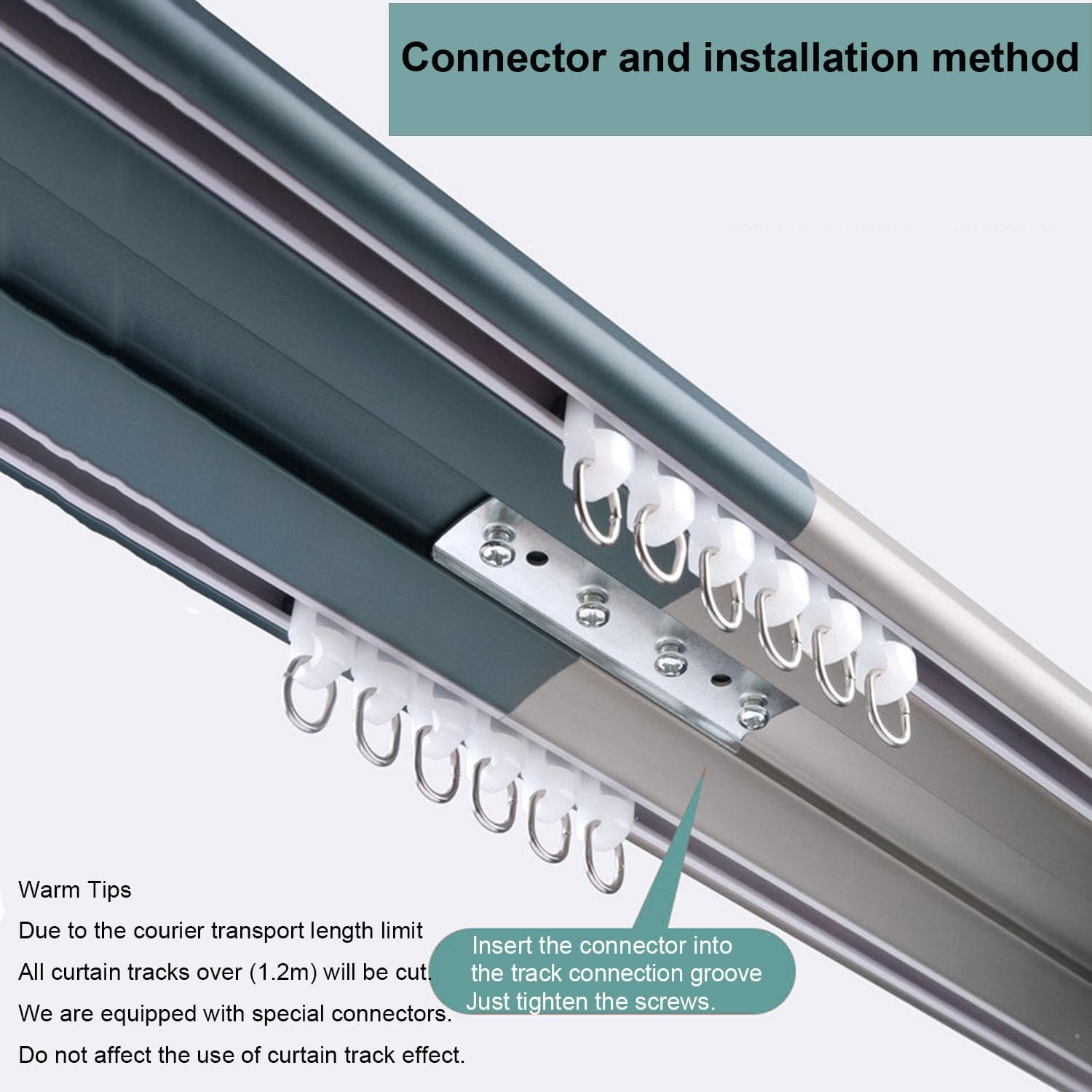 Binario per tenda in alluminio con rulli silenziosi, montaggio a soffitto a 2 canali, finitura lucida resistente, 3,30 m, ideale per divisori, balconi e uffici.