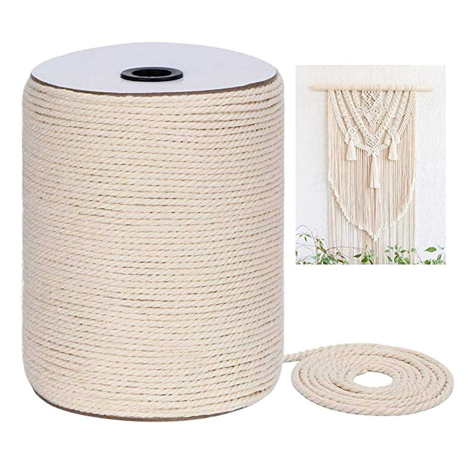 Cuerda De Yute 3 mm x 300m Cuerda de algodón Cuerda Multiusos DIY de DIY Cuerda de algodón Twisted Macrame Cordón de algodón para Manualidades Colgantes Cordel Yute