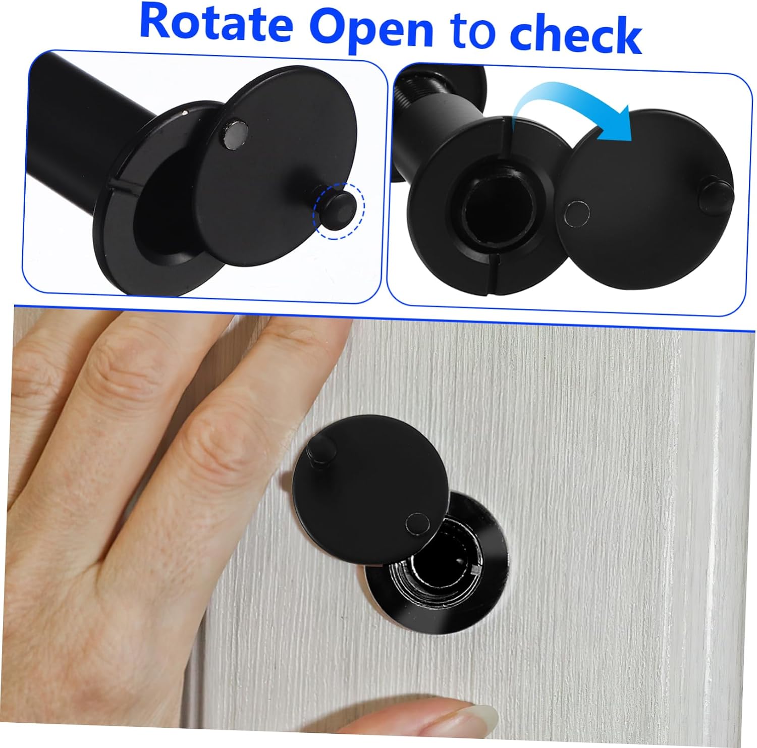 Wide Angle Door Peephole Viewer Black 220° View for Front Door Security