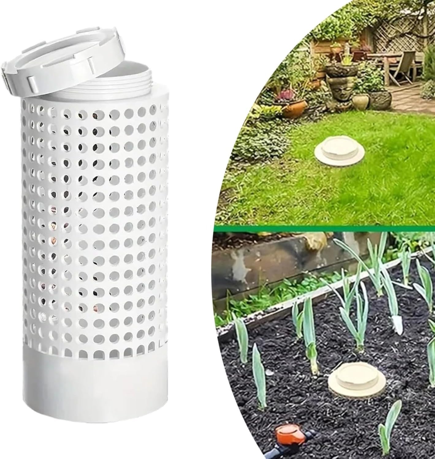 Lot de 3 composteurs de vers ventilés dans le sol - Composteur de ferme - 30,5 x 15,2 x 15,2 cm - 110 mm - Rond - Avec couvercle - Pour jardin, cour