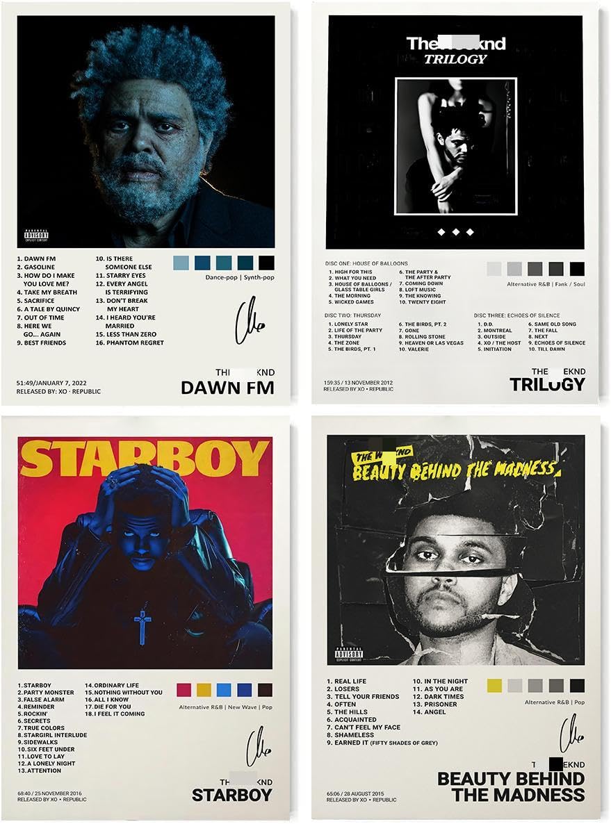 Poster Métal The Weeknd - Décoration Murale En étain 40x30 Cm, Style Rétro, Fixation Facile - 3