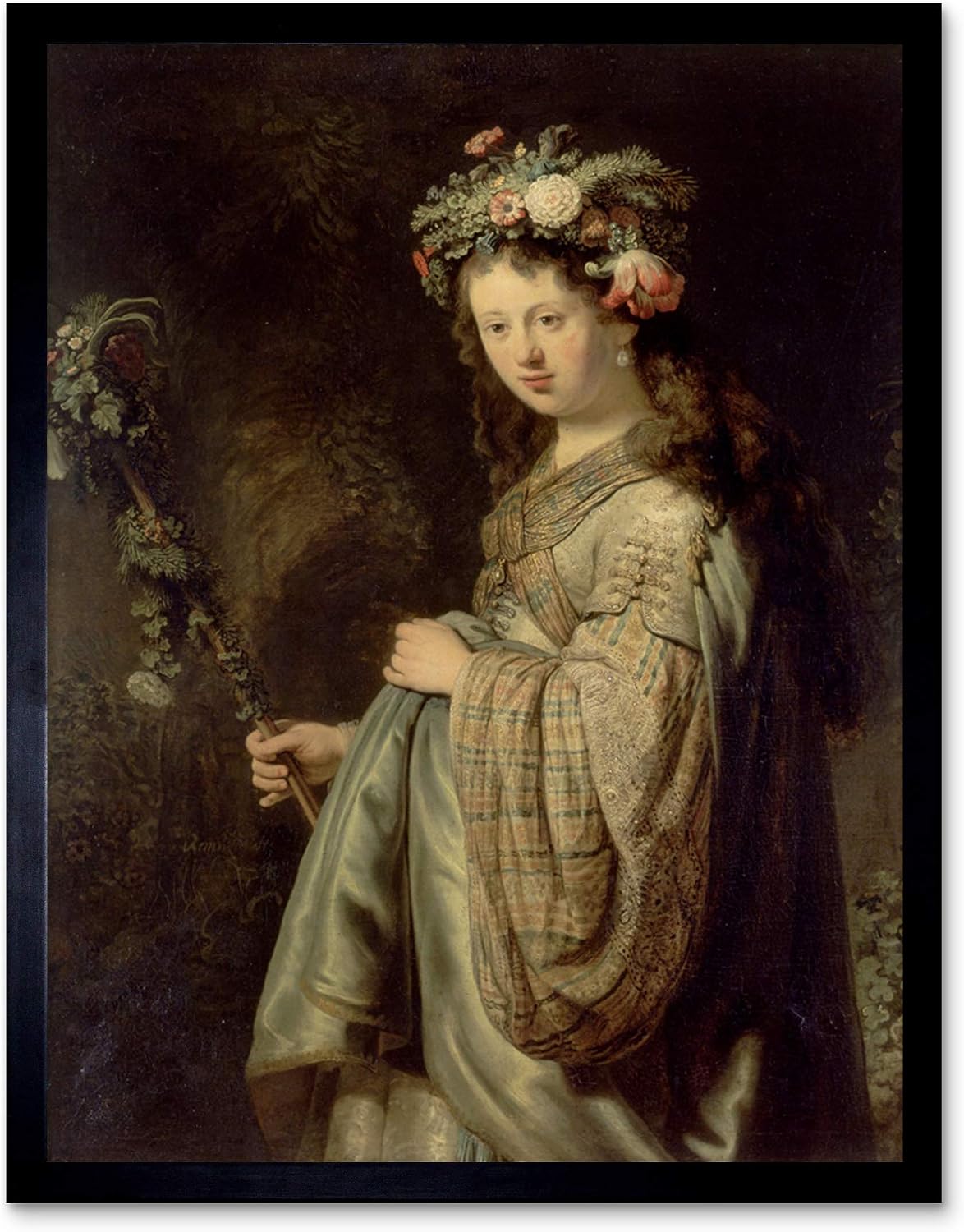 Harmensz Van Rijn Rembrandt Flora Art Print Framed Poster Wall Decor 12x16 inch