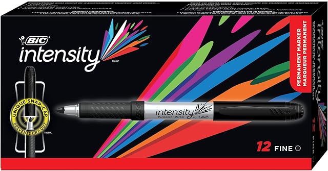 BIC Marking Permanent Markers Ultra Fine Tip Black 12 Box
