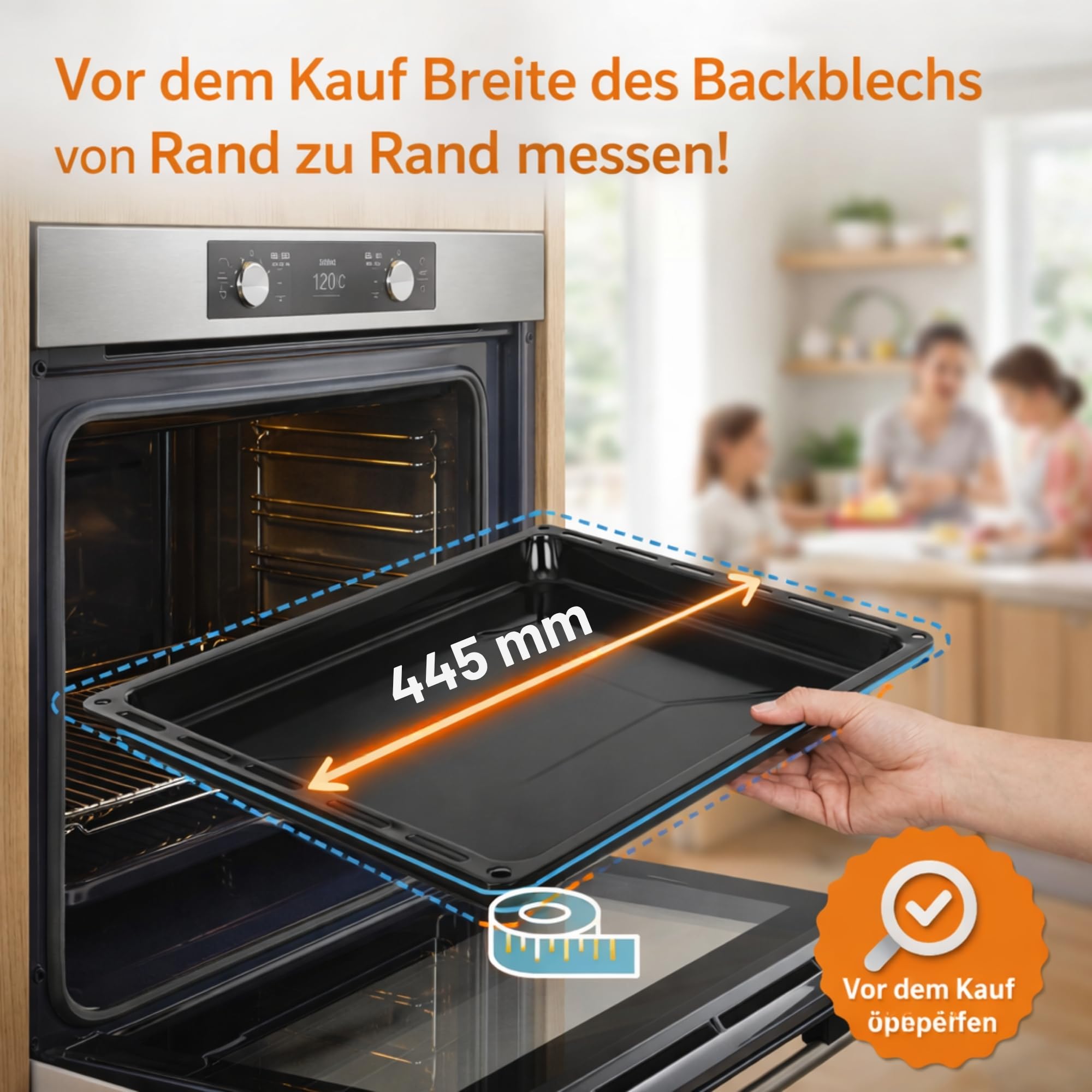 OptimumX 445x375x25mm Emailliert Backblech rechteckige Fettpfanne/Kuchenblech für Backofen, ideal zum Backen, Braten & Grillen, 2-teilig
