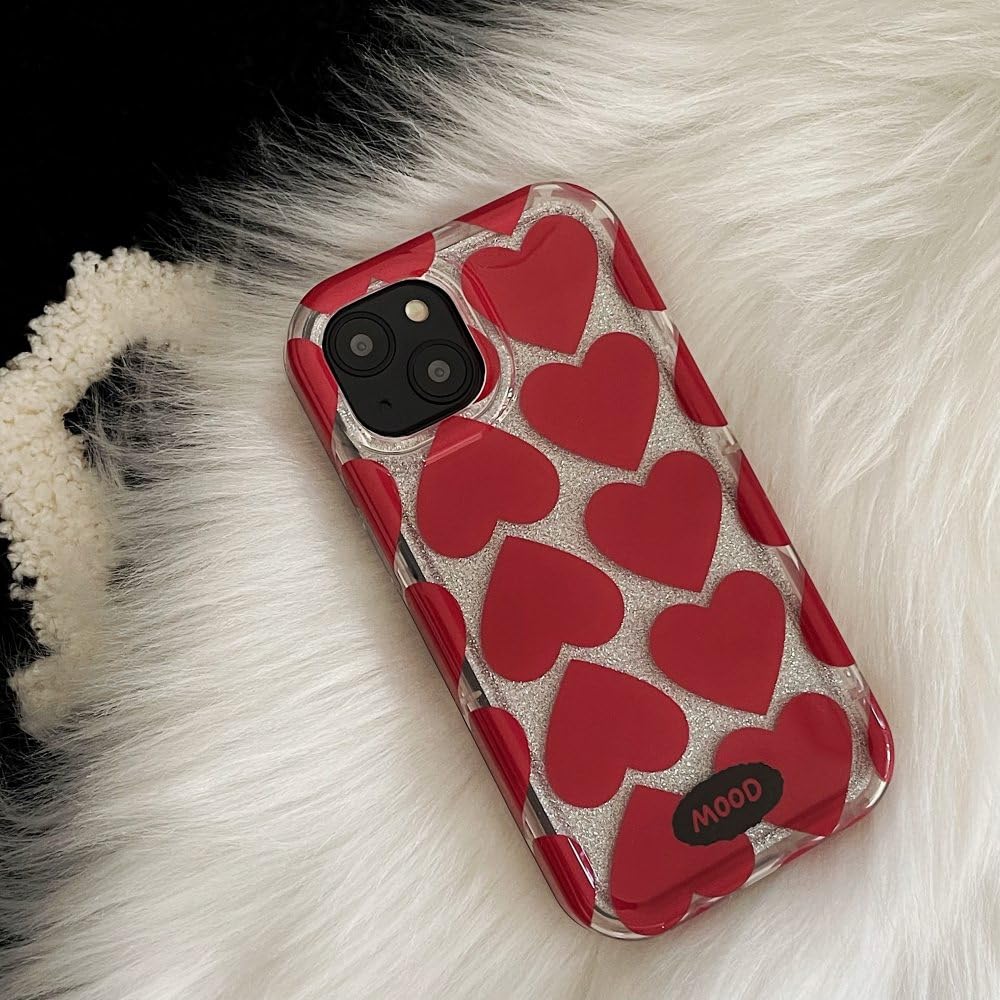Amazon.co.jp: 韓国レッドハートキラキラケース iPhone 15 14 13 Pro