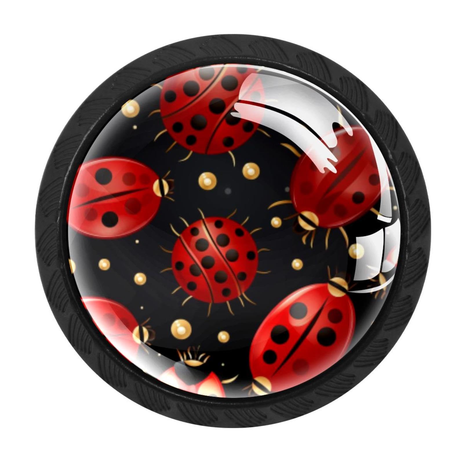 CHENZZZZ Ladybird Cabinet Knobs 4 Pieces Drawer Kitchen Cabinets Dresser Cupboard Wardrobe Unique Pulls Handles
