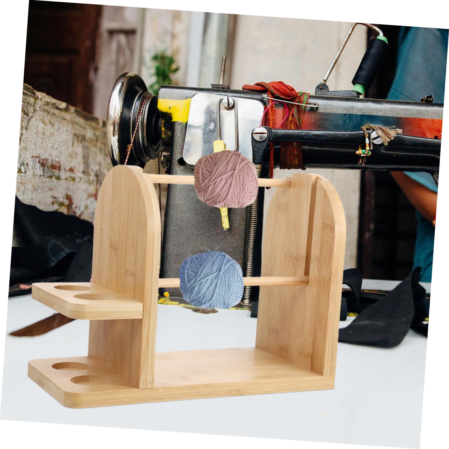 NUOBESTY Soporte Para Carretes De Bambú Dispensador De Ovillos Para Tejer Soporte Giratorio Para Hilo Organizador De Hilos Para Crochet Para Proyectos De Diy y Manualidades Casa