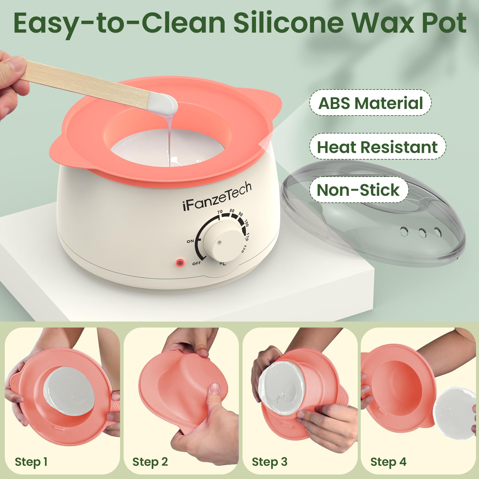 Waxing Set Wachs Haarentfernung Frauen Männer: Warmwachs Haarentfernung - Wachswärmer Gerät mit Silikon Schale, 5 Packungen Wachsperlen für Gesicht, Intimbereich, Körper, Wachswärmer set für Zuhause