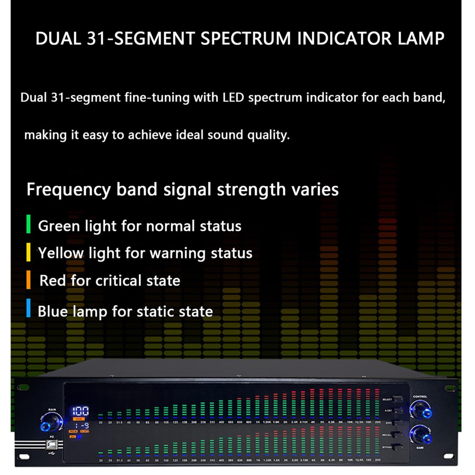 Controller audio DJ Mixer Digitale Processore con Equalizzatore Grafico a 31 Bande ed Eliminatore di Feedback DSP per Professionisti e Principianti