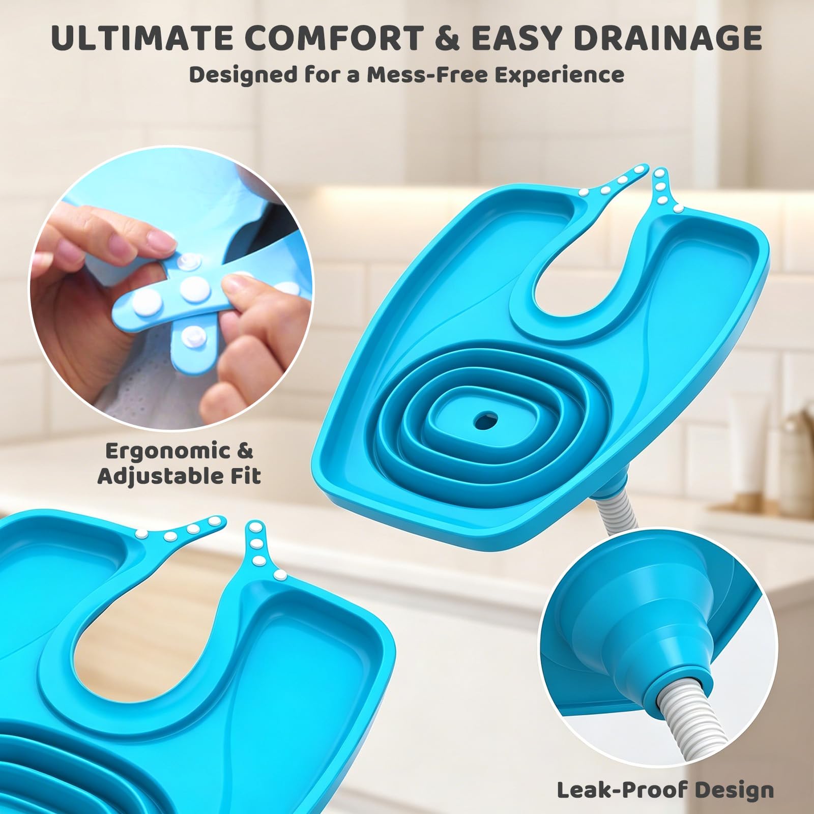 MeYuxg Lavabo de pelo para postrado en cama, lavabo móvil plegable, lavado de pelo portátil en la cama con drenaje, lavabo para postrado en cama, salón, niños, ancianos, embarazadas