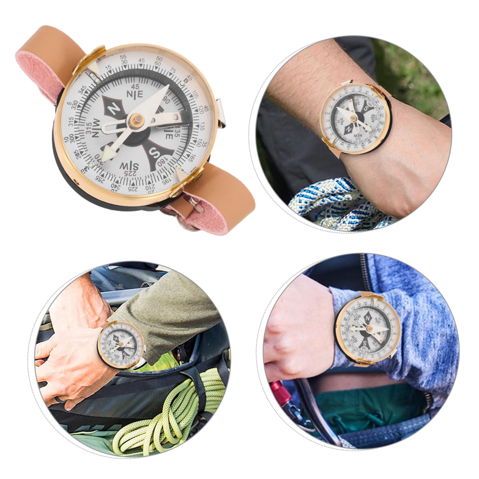 Mipcase orologio bussola navigazione con bussola equipaggiamento da campeggio attrezzatura da campeggio orientamento bussola da escursionismo portatile bussola russa portatile pelle