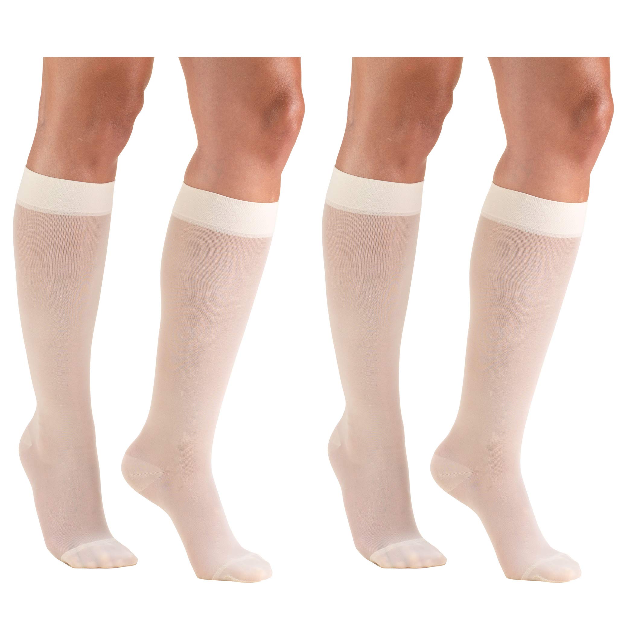 Truform Compression 15-20 Mmhg Sheer Knee High Stocking, Medium (Pack of 2), Ivory