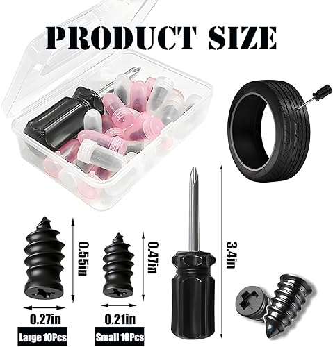 Miniatura 2 de Kit de clavos de reparación de neumáticos con 2 tamaños, 2026 nuevos tornillos de goma en espiral de reparación de neumáticos 2026, herramienta
