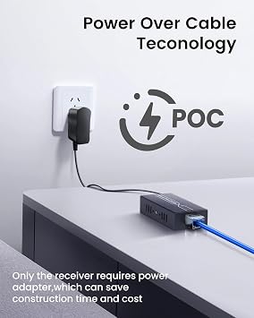 avedio links 164ft/50m USB Extender Over Cat6/7, 4 USB 2.0 Ports Single Ethernet Extender with POC Power Supply, ESD Protection, Plug and Play for Webcam, Keyboard, Mouse, Printer