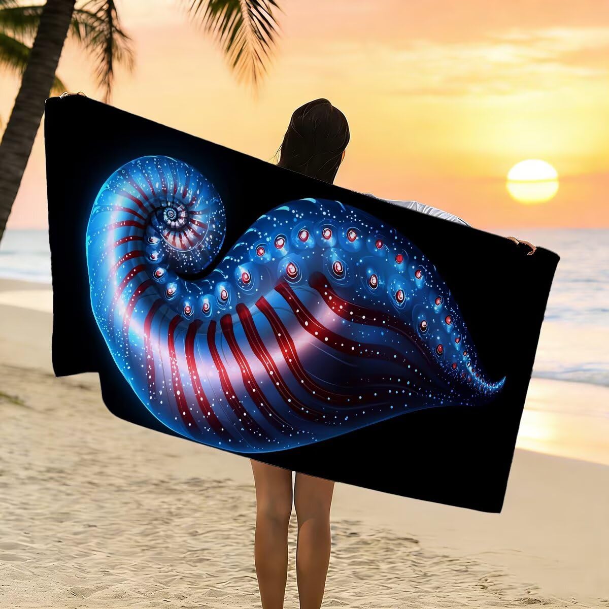 Strandtuch Mikrofaser Handtücher Groß 90x200cm 2er Set, Schnelltrocknend Saunahandtuch Fitness Handtuch Schwarz, Saugfähig Badetuch Sporthandtuch, Sandfrei Strandtuch XXL, Geschenke für Frauen -4460