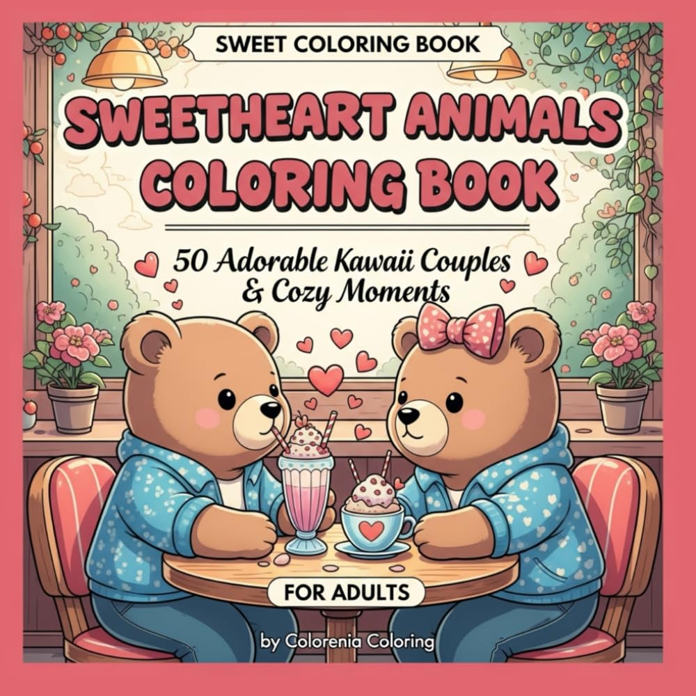 sweetheart coloring book for adults: 50 Adorable Kawaii Couples & Cozy Moments for Adults: Stress Relief & Relaxation with Heartwarming Scenes of Animal Sweethearts, Cozy Hobbies, and Friendship