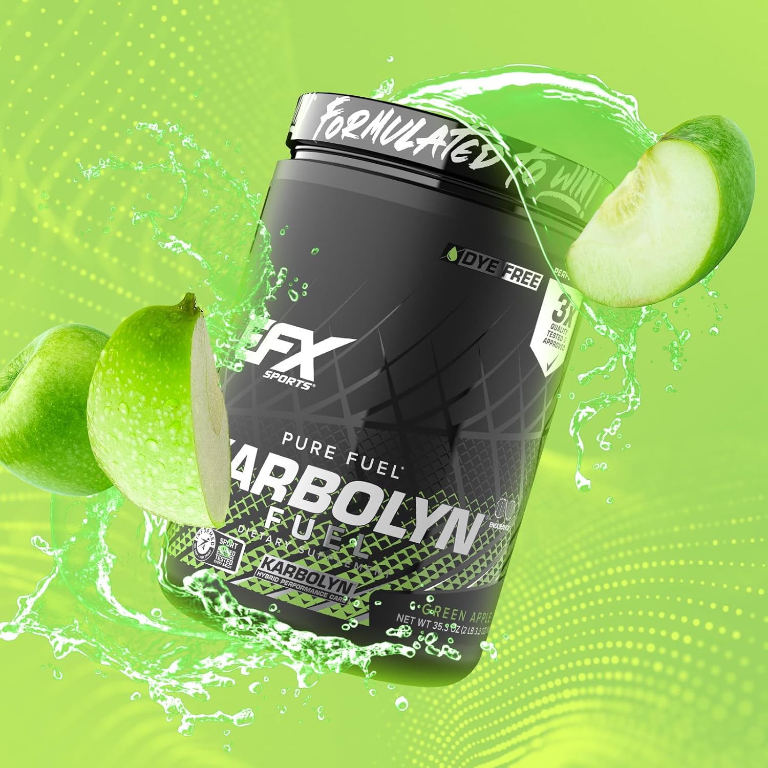 EFX Sports Karbolyn Fuel | Fast-Absorbing Carbohydrate Powder | Carb Load, Sustained Energy, Quick Recovery | Stimulant Free | 18 Servings (Green Apple)