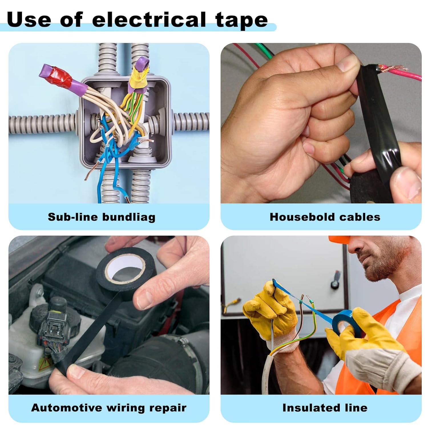 Romeda 9 Pack Coloured Electrical Tape, Electrical Tape Colours Water, Sun, and Oil Resistant, Suitable for Most Domestic, Commercial, and Industrial environments.