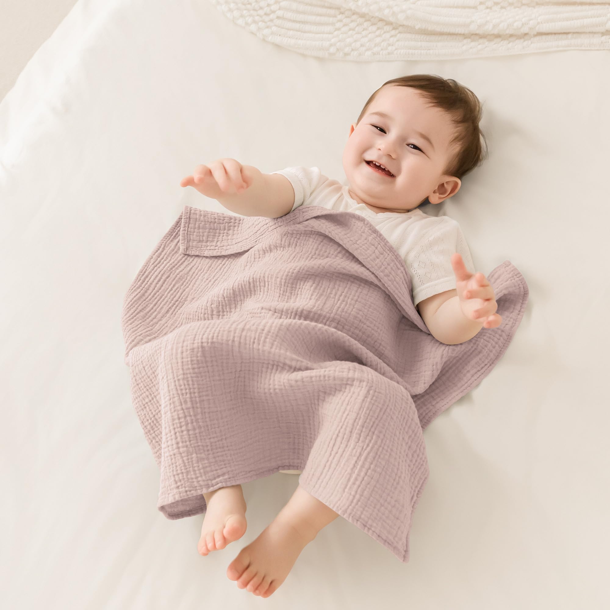 Susurration Bambino in Mussola Per Neonati, 5 Pezzi, Set 60x60CM, Super Morbido Assorbente in Mussola A Grana Per Neonati, Unisex, Per Bambine E Ragazzi (pentagramma rosa)